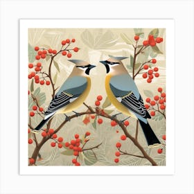 Bird In Nature Cedar Waxwing 2 Art Print