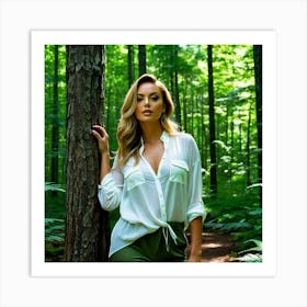 Beautiful Woman In The Woods 1 Art Print