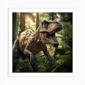 T-Rex In The Forest Art Print