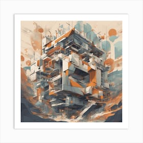 A Mixed Media Artwork Combining Found Shape Based And Structural Shapes, Creating A Minimalist Assem (1) Art Print