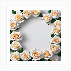 White Roses In A Circle Art Print