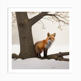 Fox In The Snow Art Print