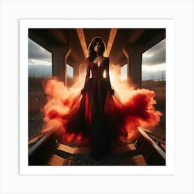 Woman In A Red Dress Art Print