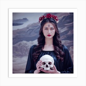 Woman Holding A Skull Art Print