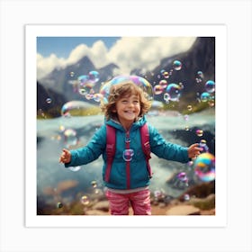 Little Girl With Soap Bubbles 1 Art Print