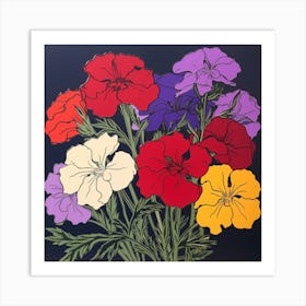 Phlox Pop Art Illustration Square Art Print