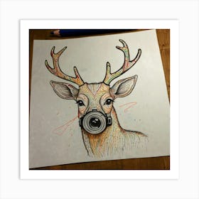 Deer With Camera 6 Art Print