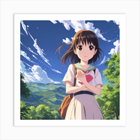 Anime Girl Standing In A Field Art Print