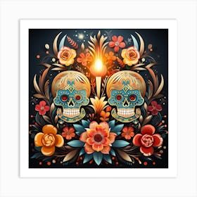 Day Of The Dead Skulls 1 Art Print