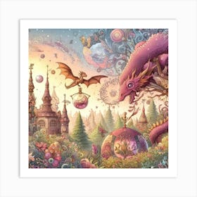 Dragons And Castles Art Print