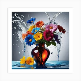 Colorful Flowers In A Vase 28 Art Print