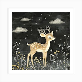 Deer In The Night 1 Art Print