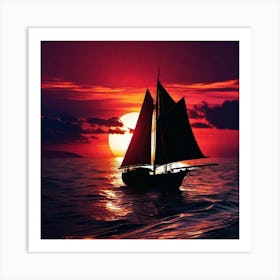 Sailboat At Sunset 17 Art Print