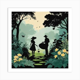 Couple In The Garden Art Print