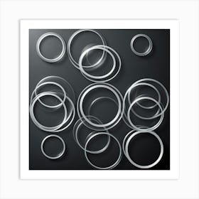 Glass Rings On A Black Background Art Print