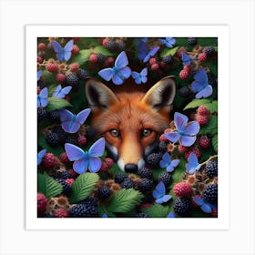 Fox In Blackberry Bushes 2 Art Print