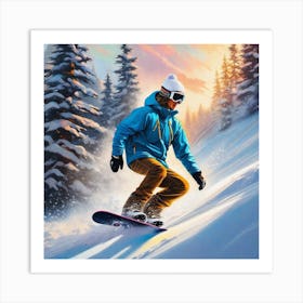 Snowboarder In The Snow Art Print