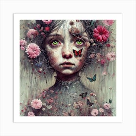 Girl With Butterflies Art Print