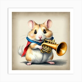 Hamster Playing Trumpet 2 Art Print