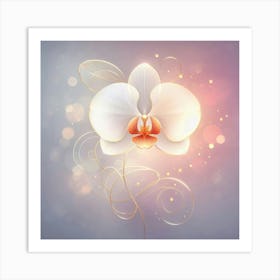 Orchid Flower On A Purple Background 1 Art Print