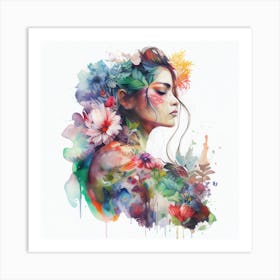 Watercolor Tropical Woman #4 Art Print