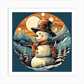 Snowman In The Snow 3 Art Print
