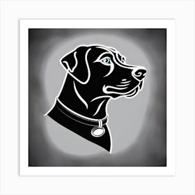Labrador Retriever, Black and white illustration, Dog drawing, Dog art, Animal illustration, Pet portrait, Realistic dog art Art Print