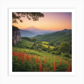 Sunset In The Mountains 1 Art Print