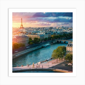 Paris At Sunset Art Print