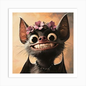 Bat In Flower Crown Affiche