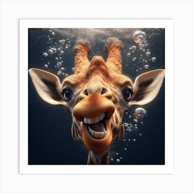 Giraffe Underwater 1 Art Print