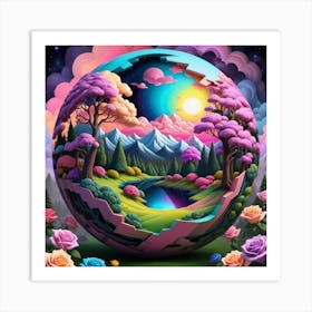 Sphere Of Flowers Art Print