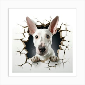 Dog Peeking Through A Hole Art Print