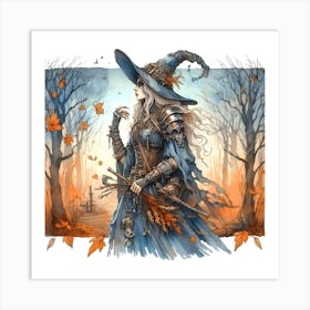 Beautiful Witch In The Woods 2 - 2 Of 2 Art Print