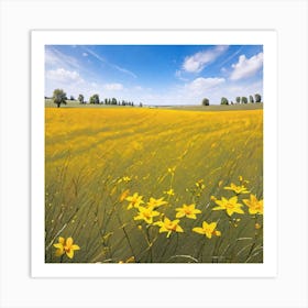 Yellow Flowers In A Field 14 Art Print