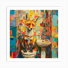 Fox In The Bathroom Art Print