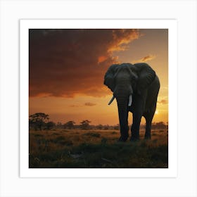 Sunset Elephant Art Print