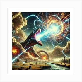 A Dramatic Sci Fi Scene Showing Riftbreaker Unleas Art Print