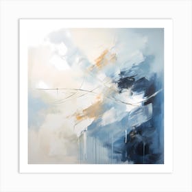 Serenity's Canvas: Grey and Blue Artistry Art Print
