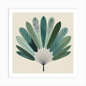 Scandinavian style, Green fan of palm leaves Art Print