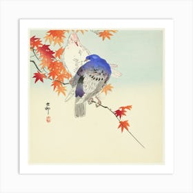 Two Pigeons On Autumn Branch (1900 1936), Ohara Koson Art Print