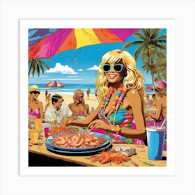 Girl At The Beach Art Print