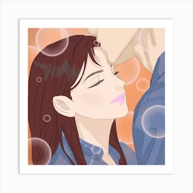 Kissing Couple Art Print