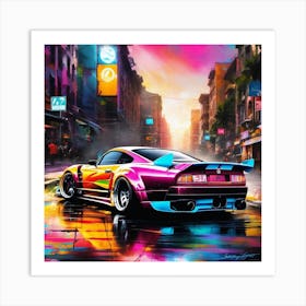 Neon Car 1 Art Print