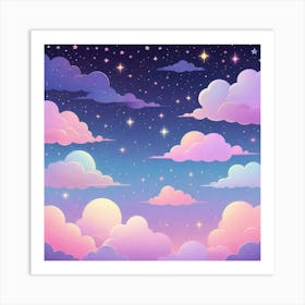 Sky With Twinkling Stars In Pastel Colors Square Composition 153 Art Print