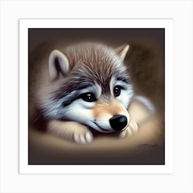 Cute Adorable Baby Wolf Nursery Art Art Print