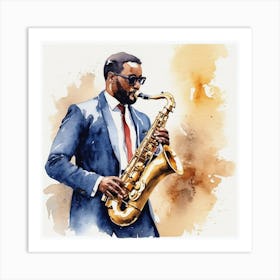 Jazz Musician Playing Saxophone Art Print