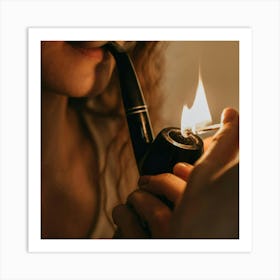 Woman Smoking A Pipe Art Print