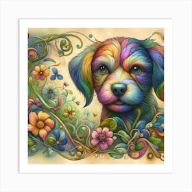 Colorful Puppy 1 Art Print