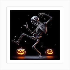 Halloween Skeleton Dancing Art Print